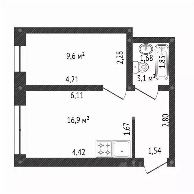 Студия Башкортостан, Уфа ул. Пугачева, 37А (29.6 м) - Фото 1