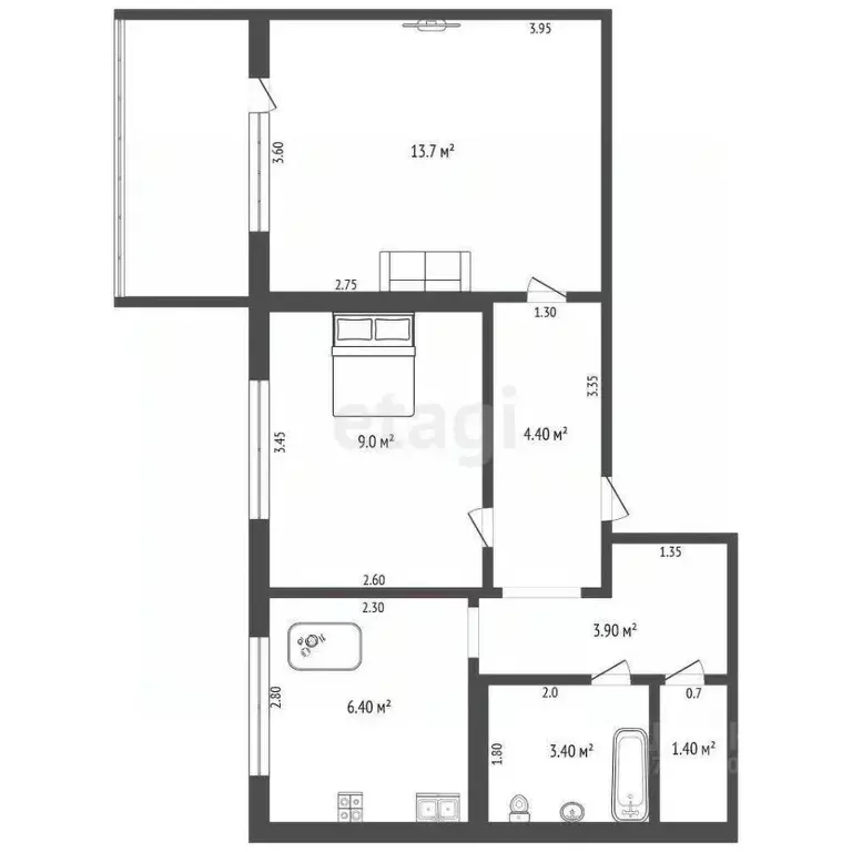 2-к кв. Оренбургская область, Оренбург Брестская ул., 5/1 (42.2 м) - Фото 2