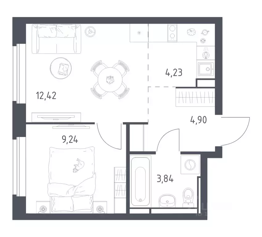1-к кв. Московская область, Ленинский городской округ, д. Калиновка ... - Фото 1