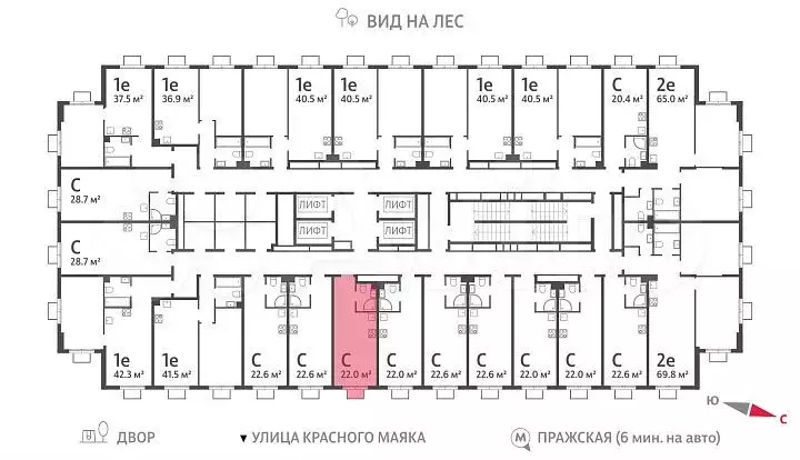 Квартира-студия, 22 м, 19/23 эт. - Фото 1