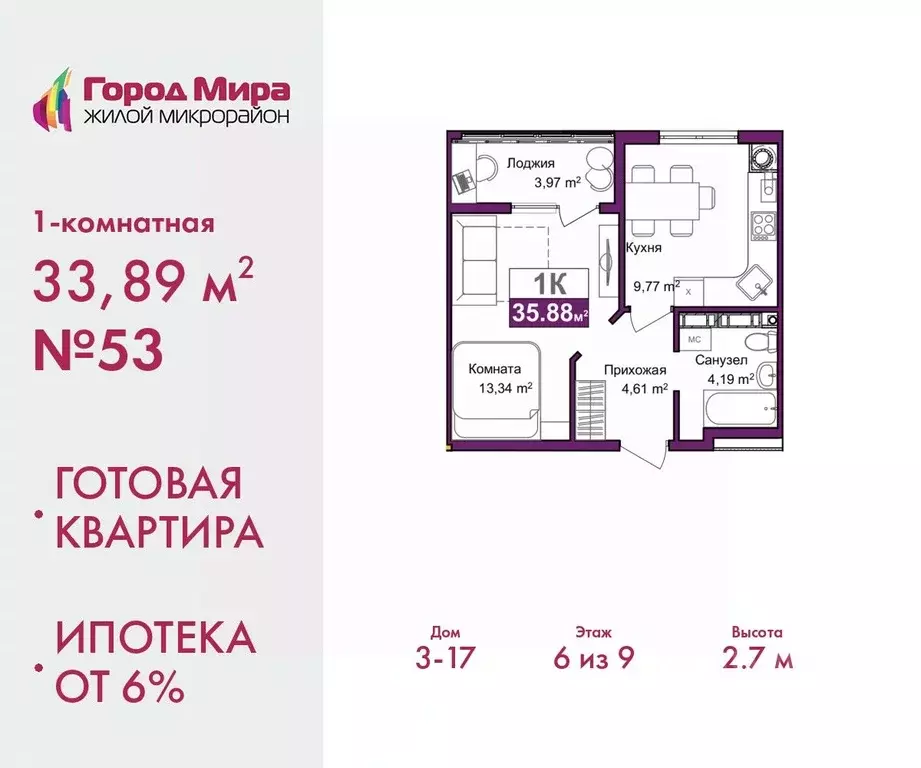 1-к кв. Крым, Симферополь ул. Батурина, 145 (33.89 м) - Фото 0