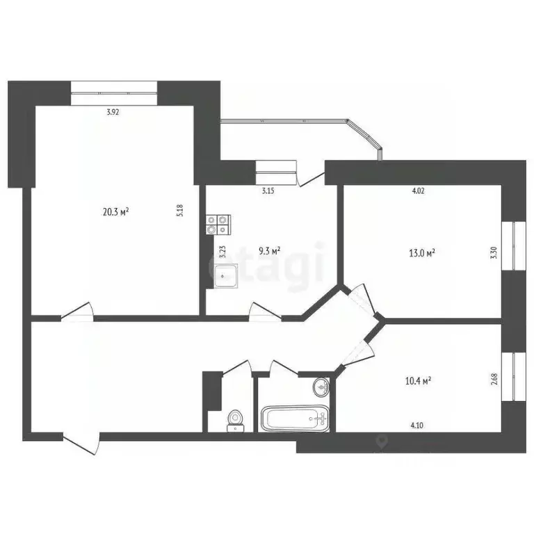 3-к кв. Белгородская область, Белгород просп. Ватутина, 13б (72.9 м) - Фото 2