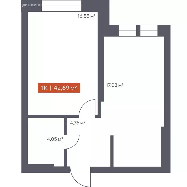 1-комнатная квартира: Томск, Красноармейская улица, 144 (42.69 м) - Фото 1