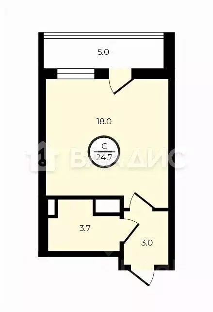 Студия Санкт-Петербург Фарфоровская ул., 7к2 (24.7 м) - Фото 2
