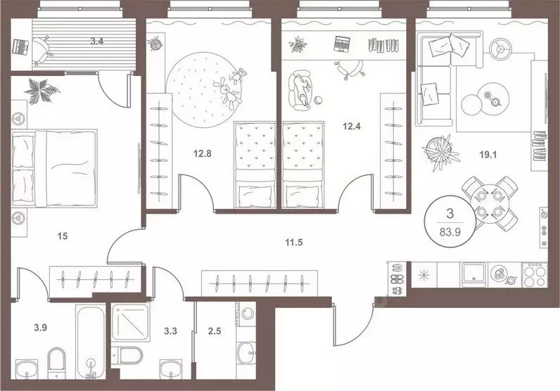 3-к кв. Пензенская область, Пенза Арбеково жилрайон, Дальнее Арбеково ... - Фото 2