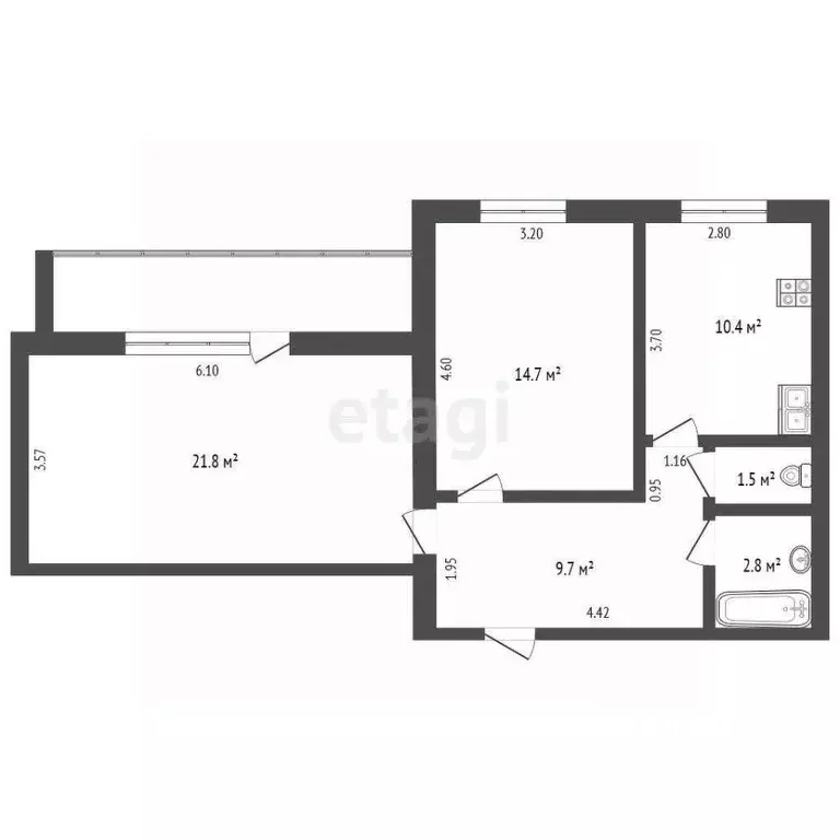 2-к кв. Саха (Якутия), Якутск ул. Кальвица, 2/3 (60.9 м) - Фото 1