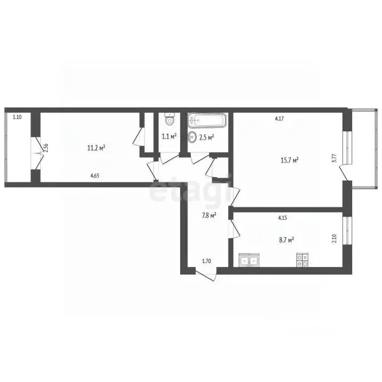 2-к кв. Ставропольский край, Ессентуки ул. Ермолова (48.1 м) - Фото 1
