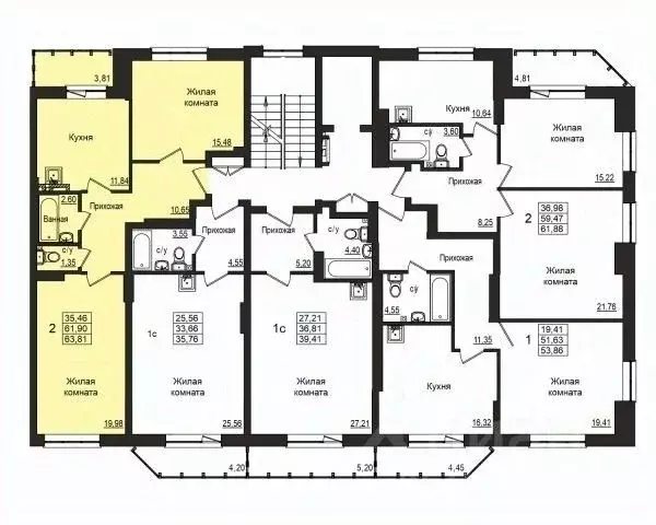 2-к кв. Новосибирская область, Новосибирск Вилюйская ул., 6 (61.5 м) - Фото 1