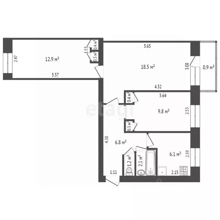 3-к кв. Забайкальский край, Чита ул. Онискевича, 17 (61.7 м) - Фото 1