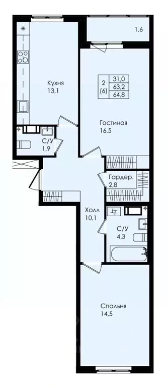 2-к кв. Ленинградская область, Коммунар Гатчинский район, ул. ... - Фото 0