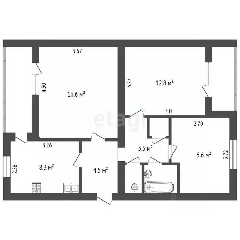3-к кв. Ростовская область, Аксай ул. Вартанова, 2А (60.0 м) - Фото 1