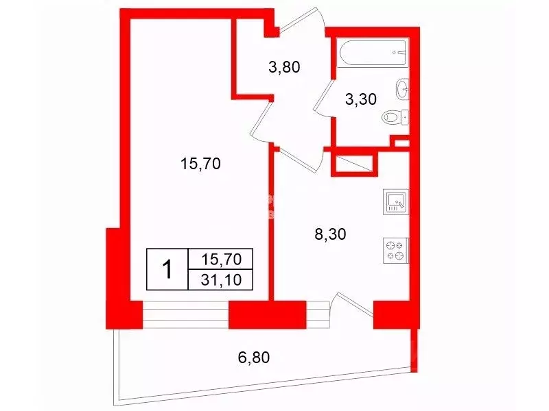 1-к кв. Ленинградская область, Всеволожский район, пос. Бугры ул. ... - Фото 2