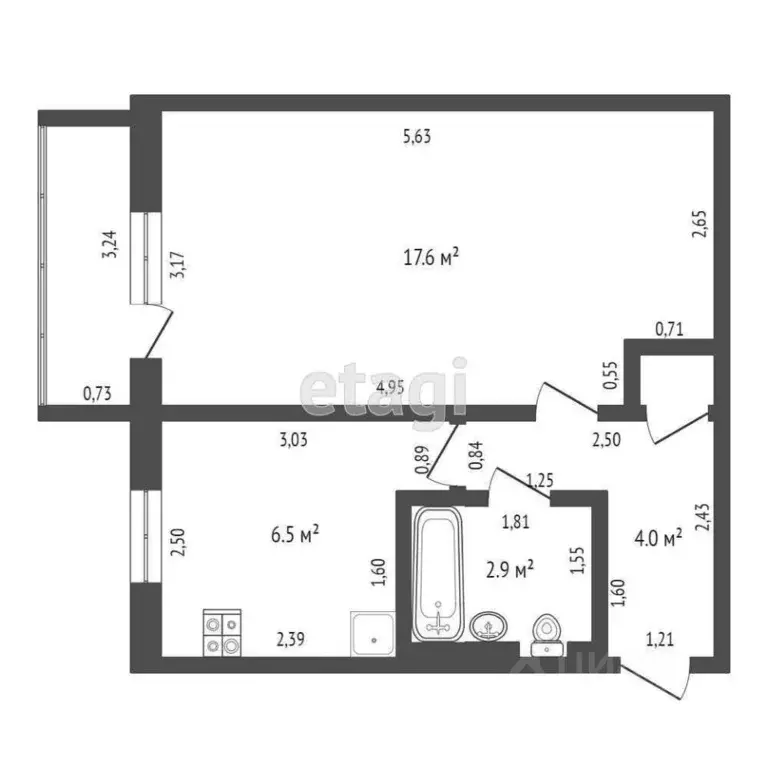 1-к кв. Тамбовская область, Тамбов Эскадронная ул., 46 (31.3 м) - Фото 1