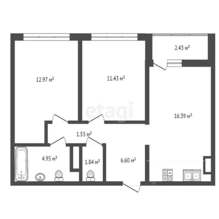 2-к кв. Тюменская область, Тюмень ул. Анатолия Клиндюка, 4к1 (55.0 м) - Фото 0