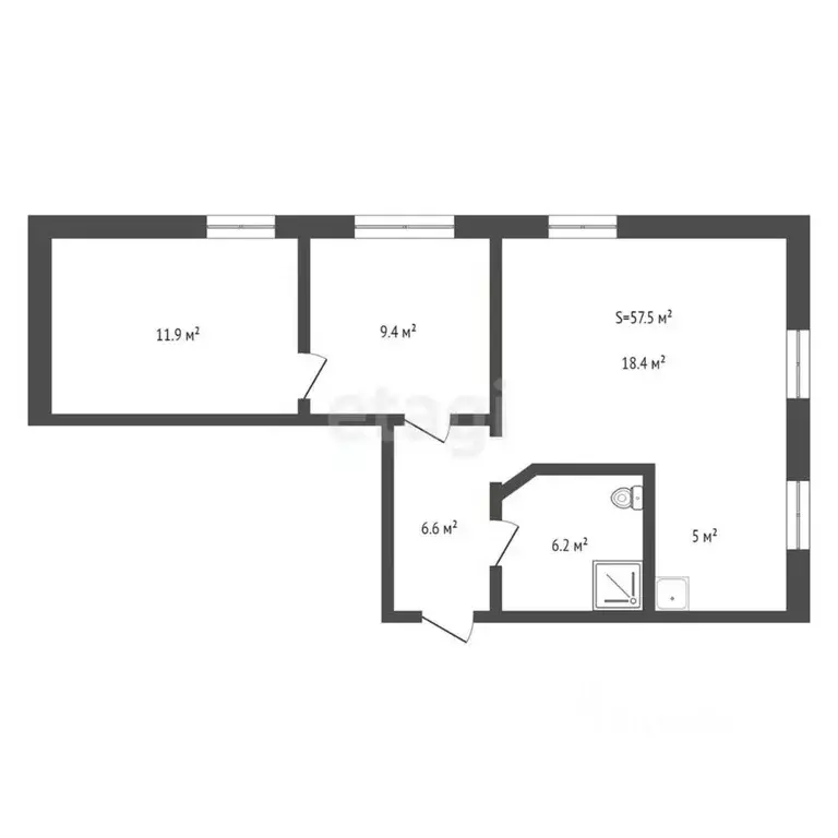 3-к кв. Кемеровская область, Юрга ул. Леонова, 17 (57.5 м) - Фото 2