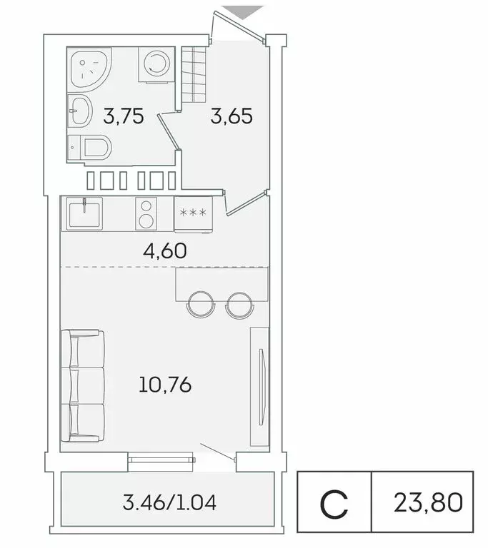 Квартира-студия: Мурино, Графская улица, 6к1 (22.8 м) - Фото 0
