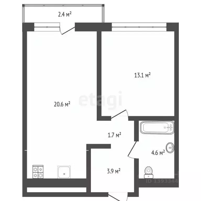 1-к кв. Тюменская область, Тюмень ул. Молодогвардейцев, 5к1 (43.0 м) - Фото 2