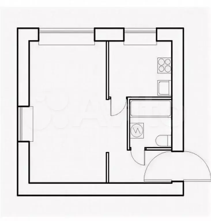 1-к. квартира, 32,4 м, 3/5 эт. - Фото 0