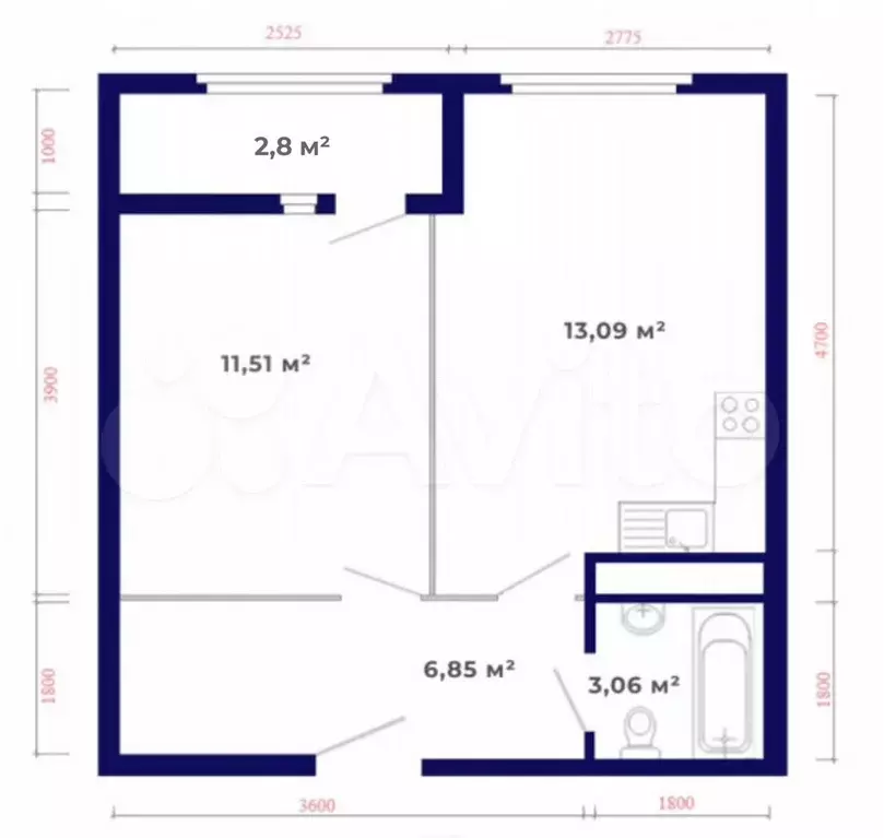 1-к. квартира, 37,3 м, 8/9 эт. - Фото 1