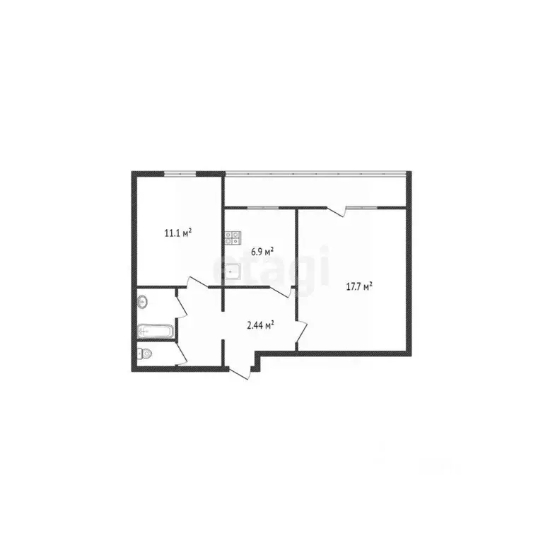 2-к кв. Калужская область, Обнинск ул. Аксенова, 15 (48.4 м) - Фото 2