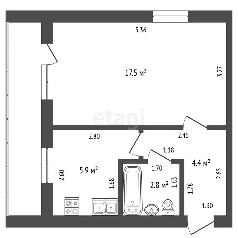 1-комнатная квартира: Прохладный, Майский переулок, 22 (30.6 м) - Фото 1