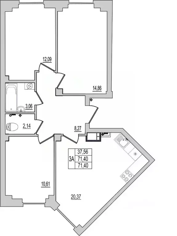 3-к кв. Псковская область, Псков Линейная ул., 87 (71.4 м) - Фото 0