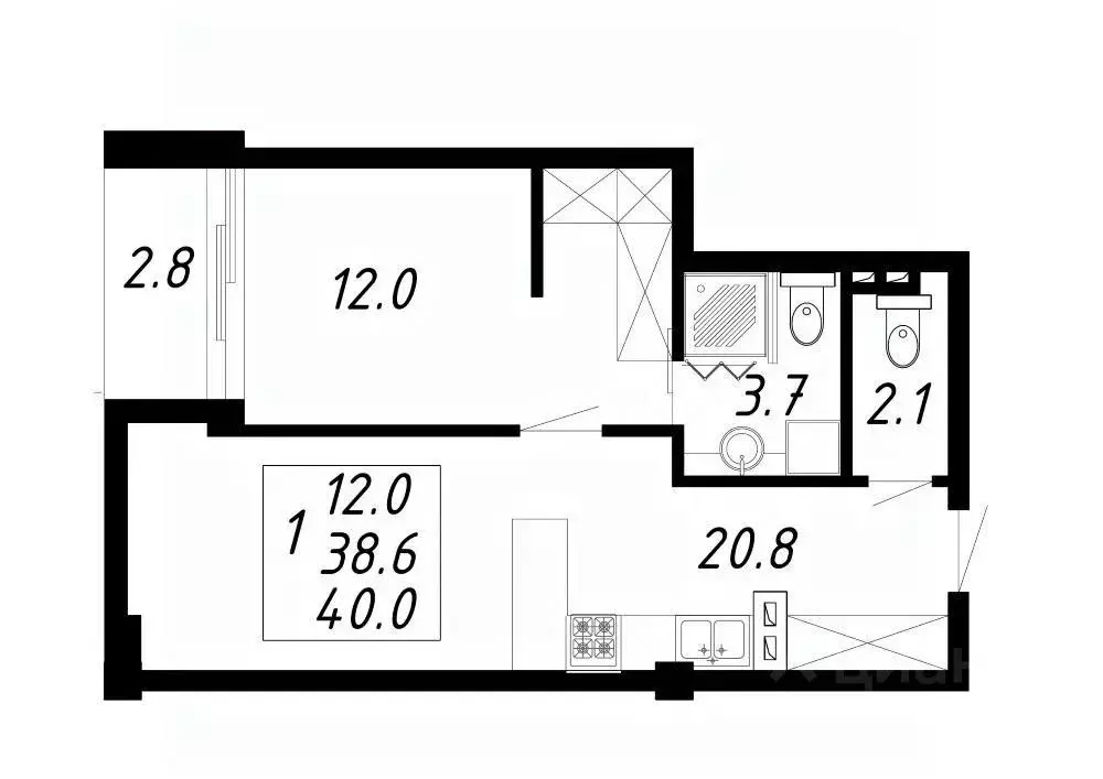 1-к кв. Ставропольский край, Ессентуки Озеро жилой комплекс (40.0 м) - Фото 1