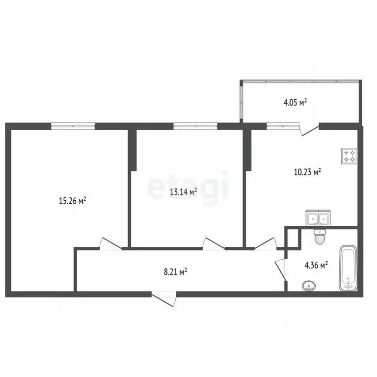 2-к кв. Санкт-Петербург ул. Лагоды, 5 (53.1 м) - Фото 2