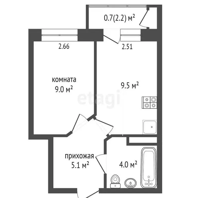 1-комнатная квартира: Пермь, Белозёрская улица, 30А (28.3 м) - Фото 0