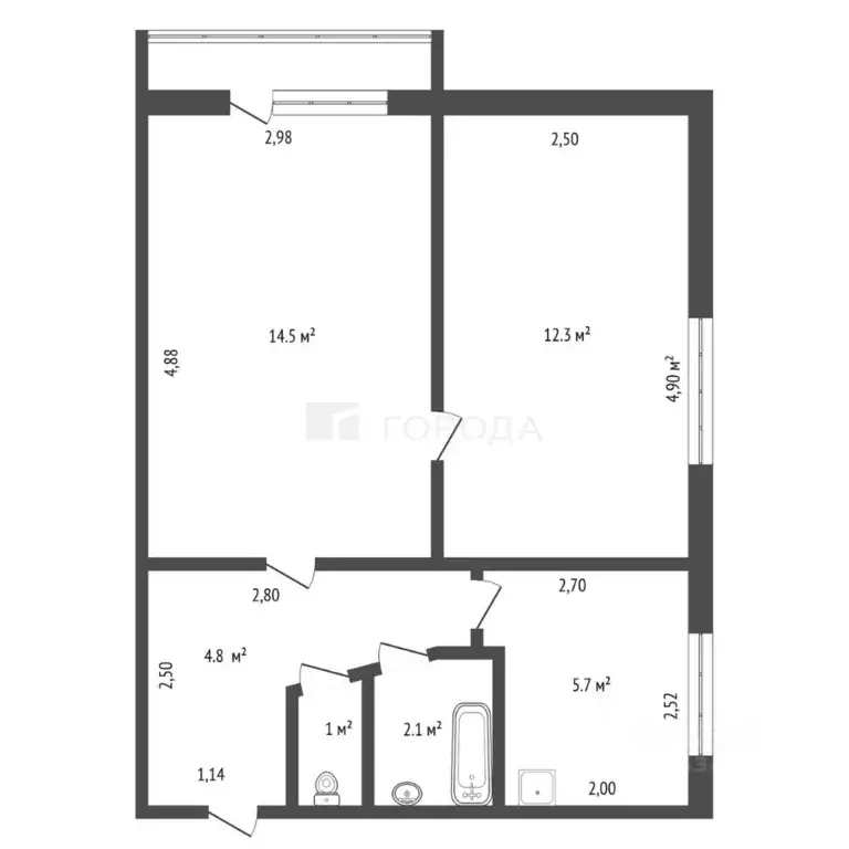 2-к кв. Алтайский край, Барнаул ул. Кирова, 75 (40.4 м) - Фото 2