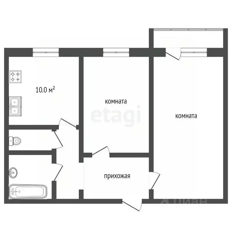 2-к кв. Владимирская область, Ковров Еловая ул., 94/2 (52.9 м) - Фото 0