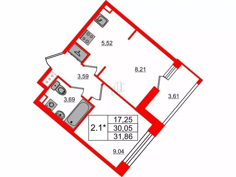 2-комнатная квартира: Санкт-Петербург, Октябрьская набережная (30.05 ... - Фото 0