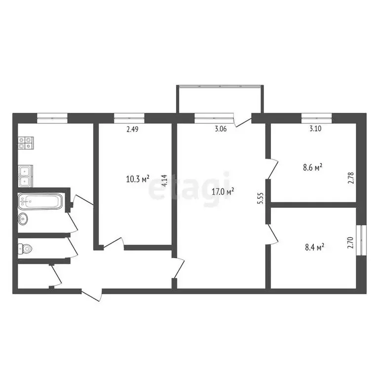 4-комнатная квартира: Тамбов, улица Рылеева, 47 (60 м) - Фото 0