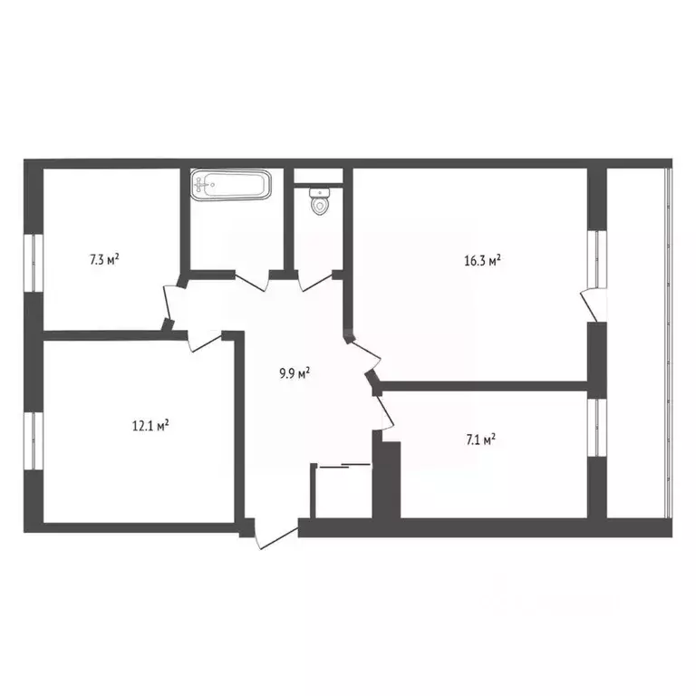 3-к кв. Амурская область, Завитинск Красноармейская ул., 34 (58.0 м) - Фото 1
