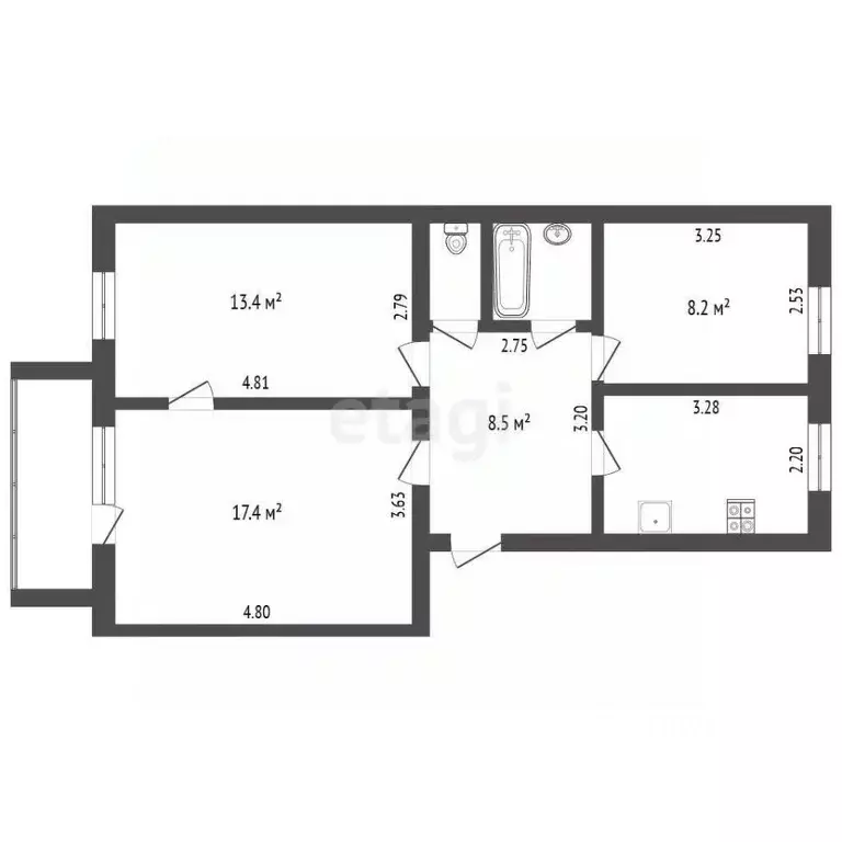 3-к кв. Владимирская область, Муром Юбилейная ул., 48А (58.4 м) - Фото 1