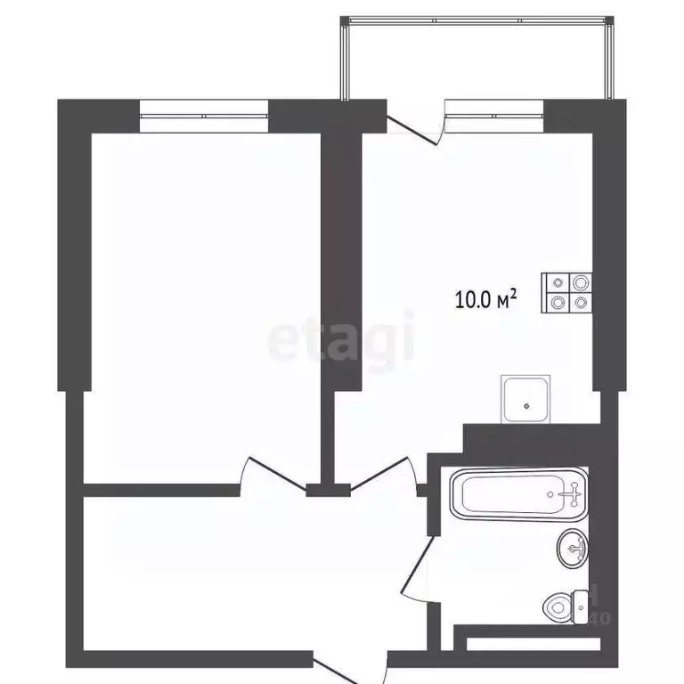 1-к кв. Тюменская область, Тюмень Таежная ул., 2 (34.9 м) - Фото 1