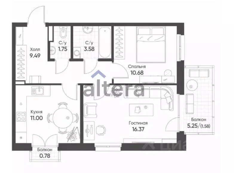 2-к кв. Татарстан, Казань ул. Шаляпина, 26 (58.0 м) - Фото 2