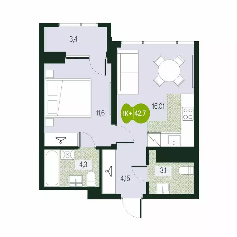 2-комнатная квартира: Чита, микрорайон Каштакский (42.7 м) - Фото 0
