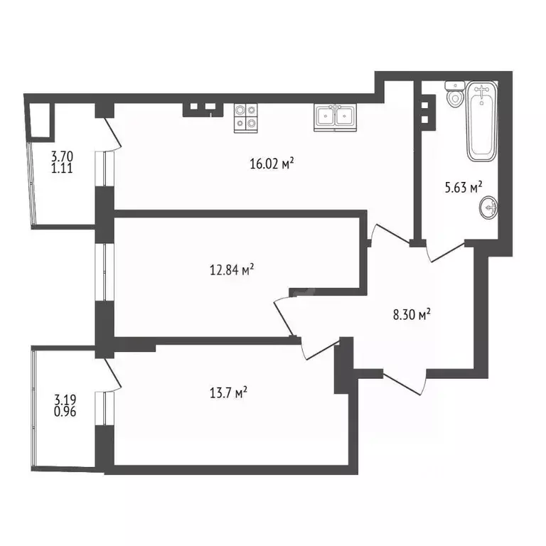 2-к кв. Ростовская область, Ростов-на-Дону ул. Ларина, 45с1 (58.0 м) - Фото 1