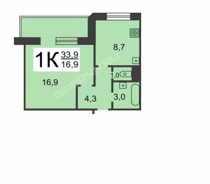 1-комнатная квартира: Нижний Новгород, улица Бориса Панина, 7А (33.9 ... - Фото 1