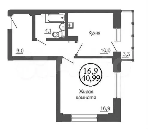 1-к. квартира, 41м, 18/22эт. - Фото 0