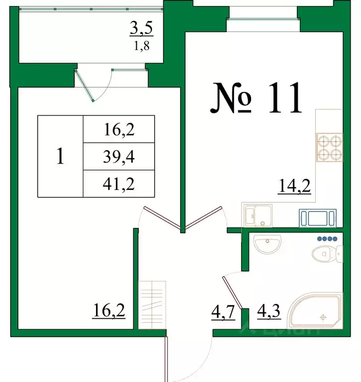 1-к кв. Ленинградская область, Гатчина Красносельское ш., 4Ак1 (41.2 ... - Фото 1