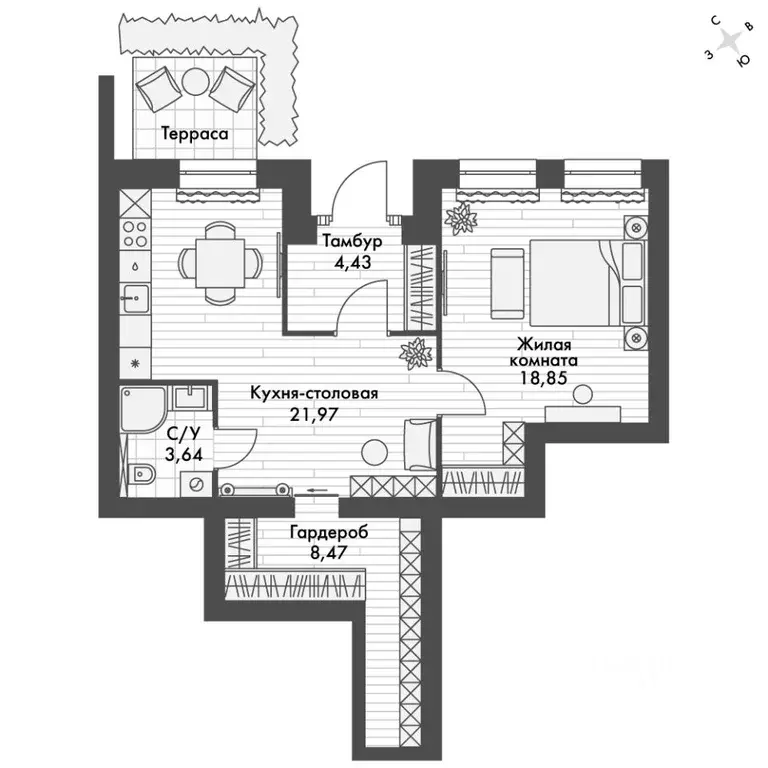 2-к кв. Татарстан, Зеленодольский район, Октябрьское с/пос, пос. ... - Фото 1
