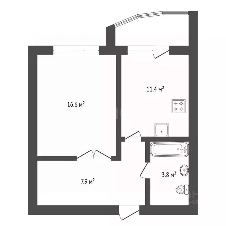 1-к кв. Амурская область, Благовещенск Заводская ул., 2/4 (42.3 м) - Фото 2
