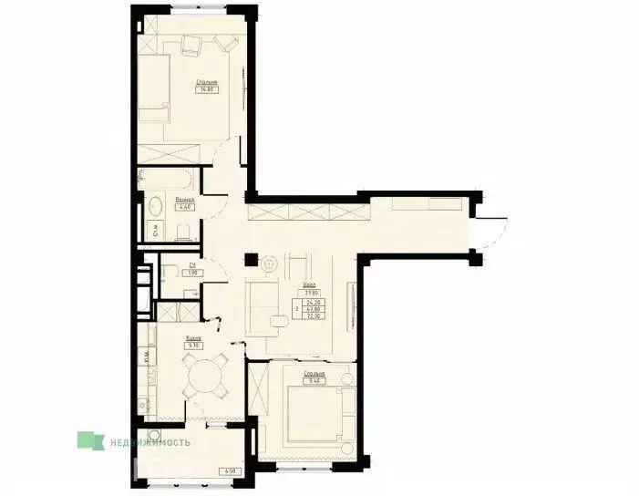 2-к кв. Ставропольский край, Ставрополь Полевая ул., 178стр1 (72.3 м) - Фото 1