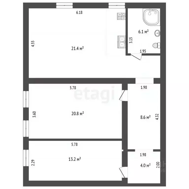 2-к кв. Калининградская область, Черняховск ул. Гагарина, 17А (74.1 м) - Фото 2