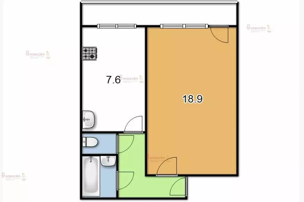 Квартира-студия: Берёзовский, Восточная улица, 5 (33 м) - Фото 1