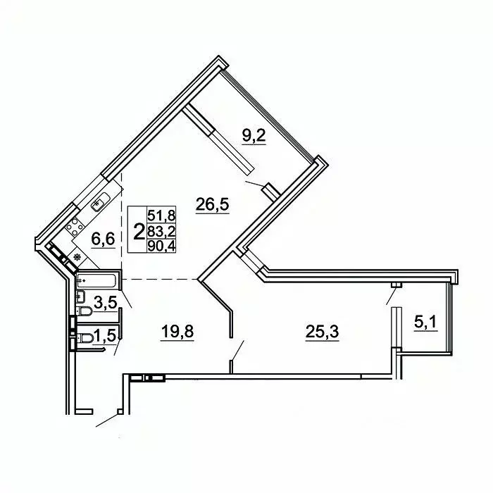 2-к кв. Приморский край, Владивосток Лесная ул., 1В/1 (90.4 м) - Фото 1