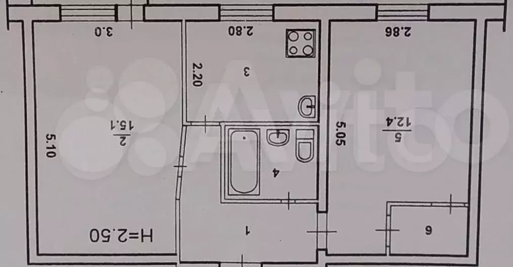 2-к. квартира, 44 м, 1/5 эт. - Фото 0