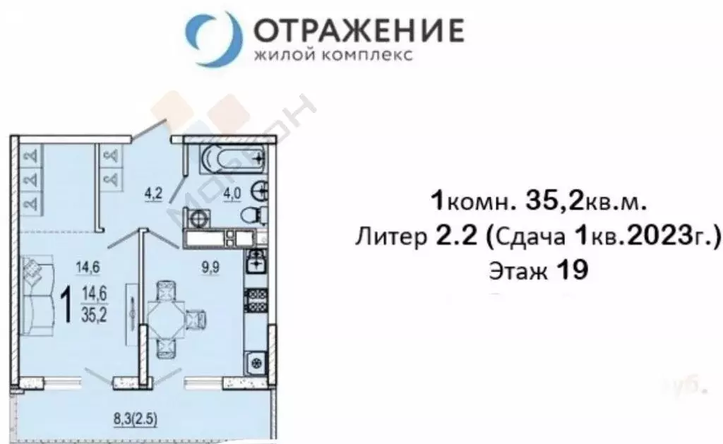 1-комнатная квартира: Краснодар, Конгрессная улица, 41к1 (36.3 м) - Фото 0